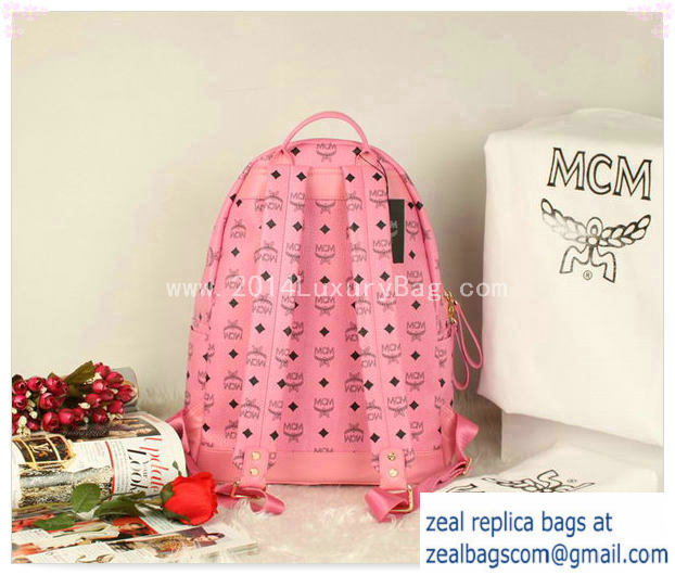 High Quality Replica MCM Stark Backpack Jumbo in Calf Leather 8006 Pink